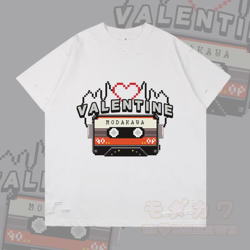 MODAKAWA VALENTINE Cassette Graphic Ripped T-shirt - White - 2XL - image 4