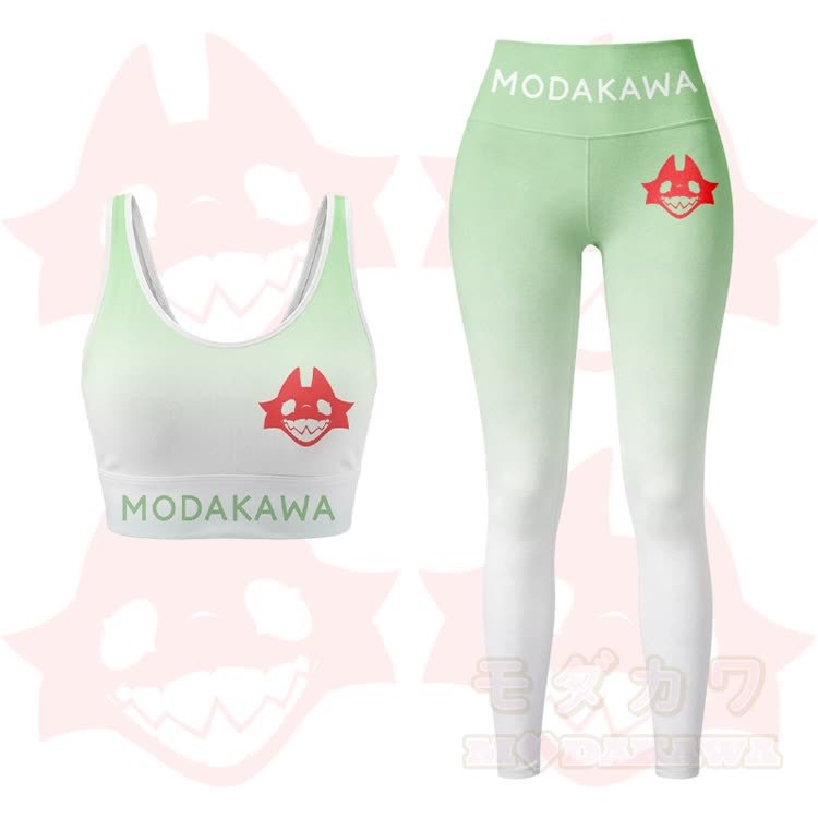 MODAKAWA X TiramisuRat Rat Graphic Gradient Sports Bra Top Leggings Matching Outfit - Green Set - 5XL - image 13