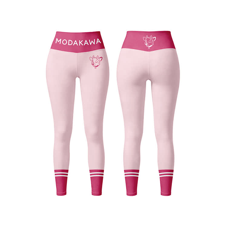 Deer Graphic Sports Bra Top Leggings Modakawa Matching Outfit - Pink Leggings - 5XL - image 6