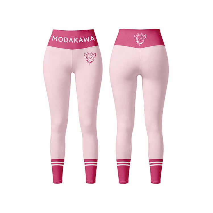 Deer Graphic Sports Bra Top Leggings Modakawa Matching Outfit - Pink Leggings - 5XL - image 6