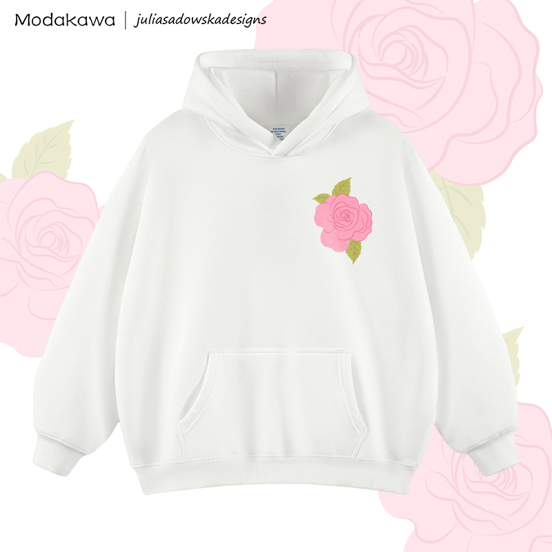 MODAKAWA X juliasadowskadesigns Rose Graphic Fleece-Lined Hoodie - White - 2XL - image 3