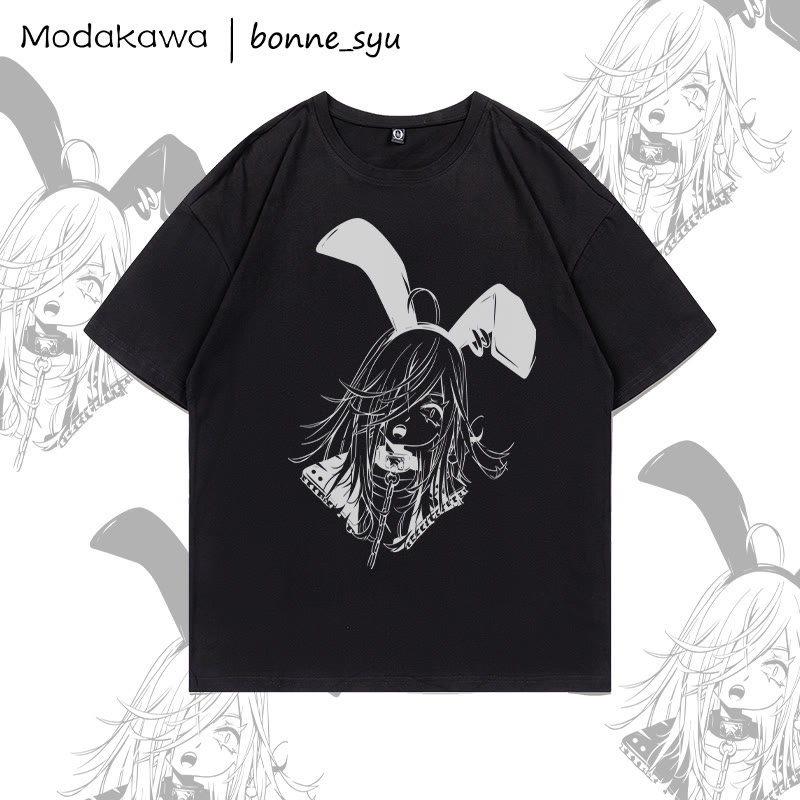 MODAKAWA X bonne_syu Gothic Bunny Girl Graphic T-shirt - Black - 5XL - image 3