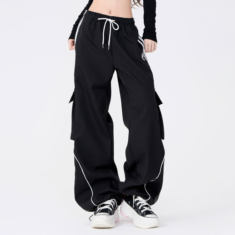 Striped Rabbit Print Hoodie Cargo Wide Leg Pants Two Pieces Set - image 5