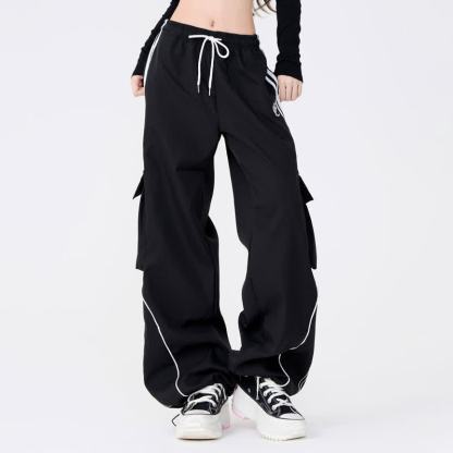 Striped Rabbit Print Hoodie Cargo Wide Leg Pants Two Pieces Set - image 5