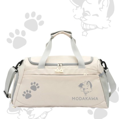 MODAKAWA X popipeko Puppy Graphic Large Capacity Sports Gym Duffel Bag - White - 55*28*26 cm - image 6