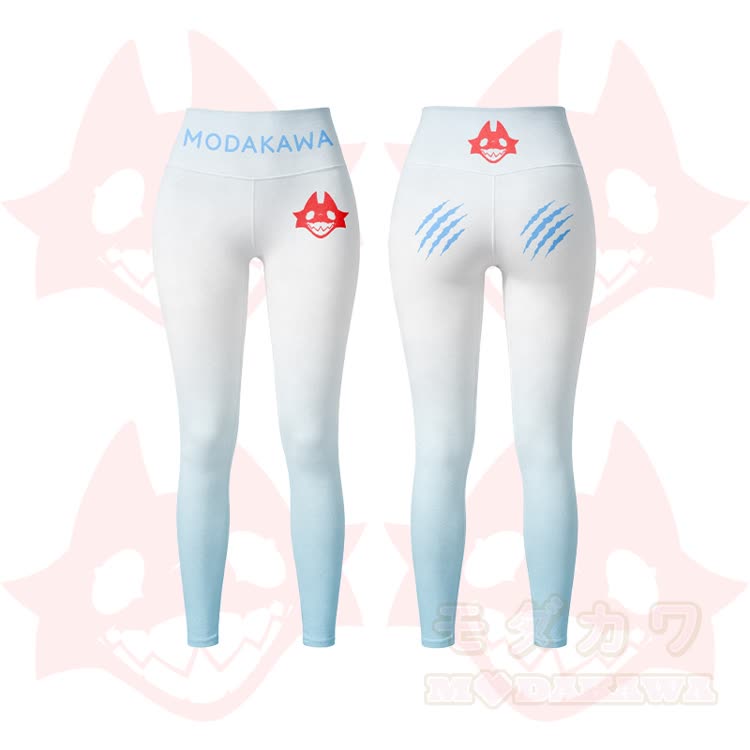 MODAKAWA X TiramisuRat Rat Graphic Gradient Sports Bra Top Leggings Matching Outfit - Blue Leggings - 5XL - image 7