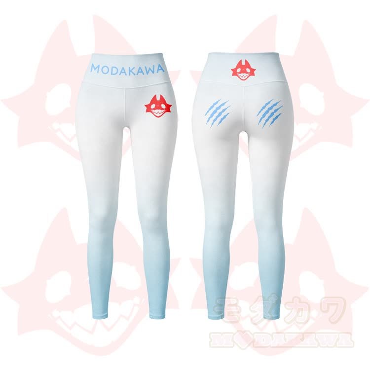 MODAKAWA X TiramisuRat Rat Graphic Gradient Sports Bra Top Leggings Matching Outfit - Blue Leggings - 5XL - image 7