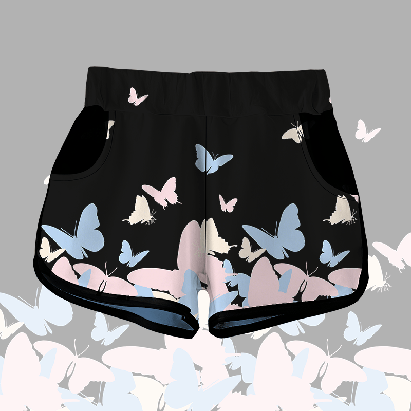 MODAKAWA Butterfly Graphic Shorts - Black - 5XL - image 4