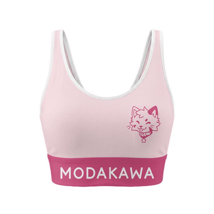 Kitty Graphic Sports Bra Top Leggings Modakawa Matching Outfit - Pink Top - 5XL - image 4