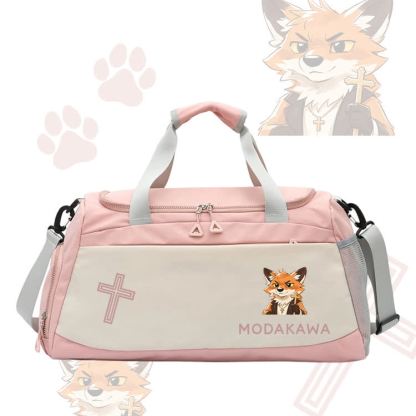 Smile Fox Cross Graphic Modakawa Large Capacity Sports Gym Duffel Bag - Pink - 55*28*26 cm - image 4