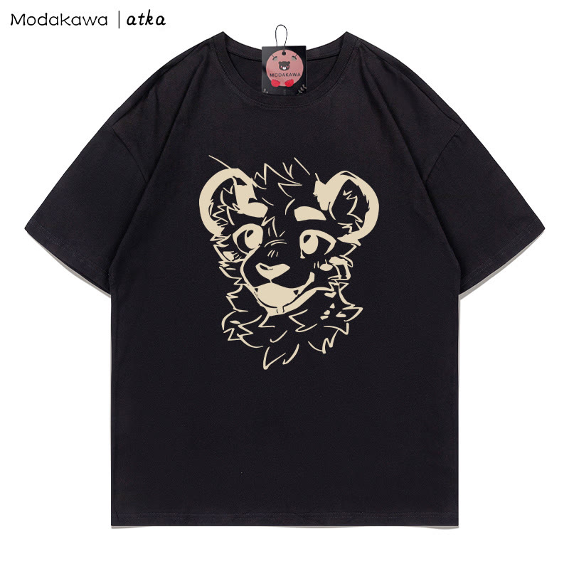 MODAKAWA X atka Cheeky Tiger Face Graphic T-shirt - Black - 5XL - image 3