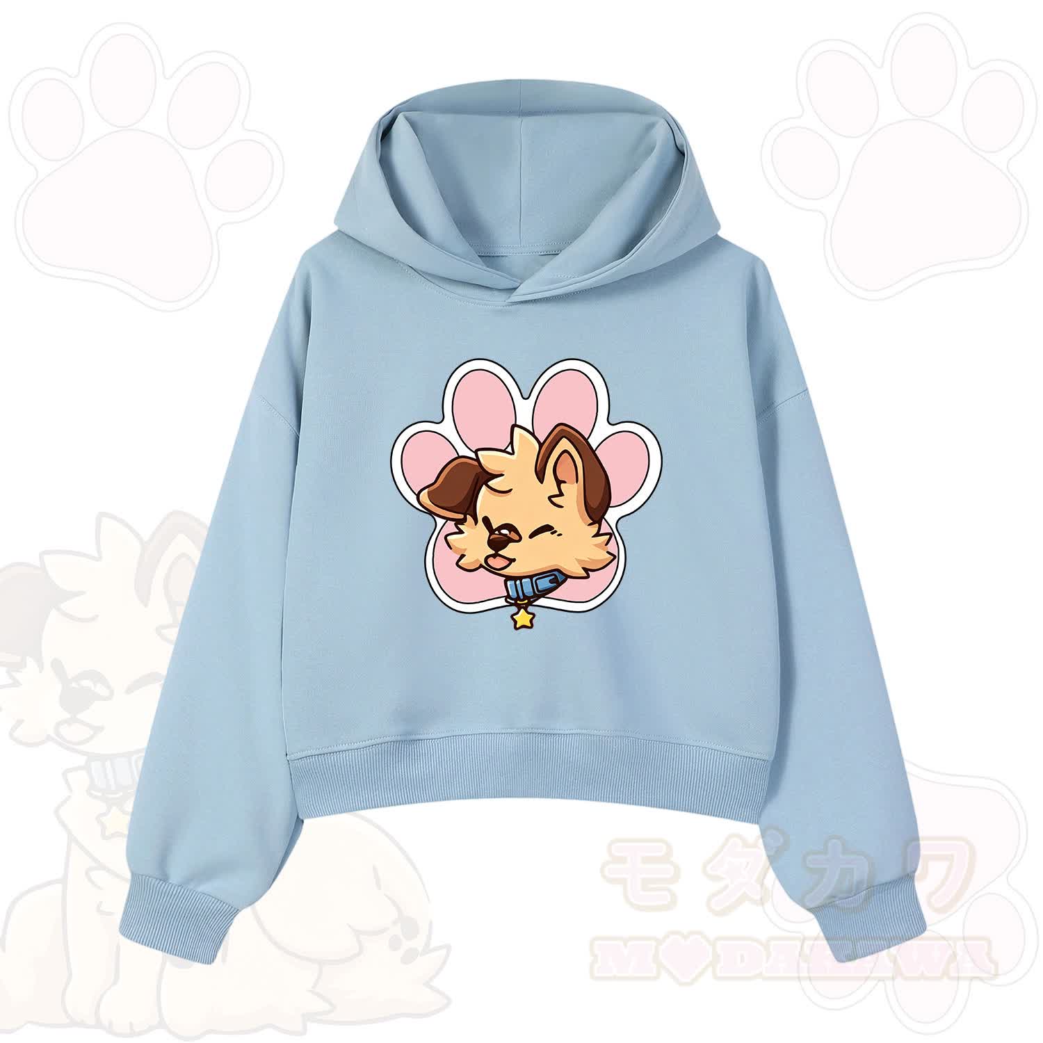 MODAKAWA X popipeko Cute Puppy Print Hoodie Sweatshirt - Blue - 3XL - image 10
