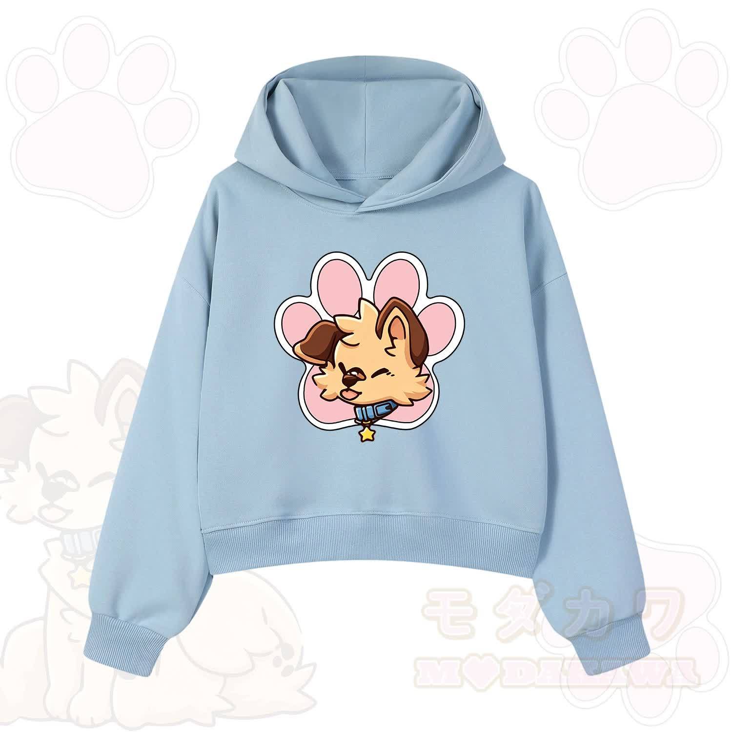MODAKAWA X popipeko Cute Puppy Print Hoodie Sweatshirt - Blue - 3XL - image 10