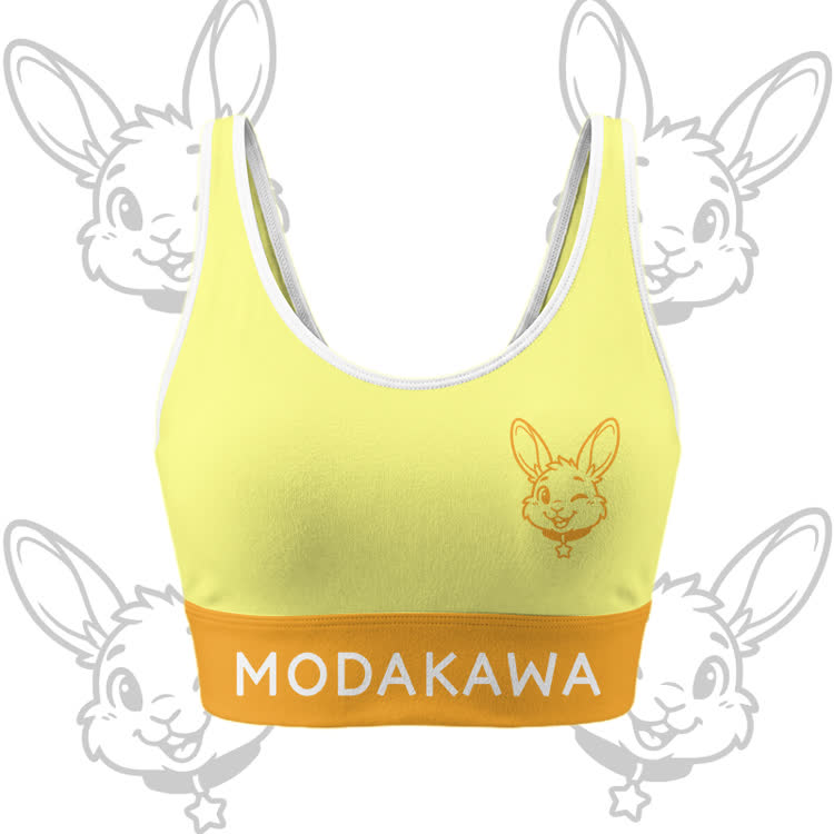 Wink Bunny Graphic Crop Tank Sport Top Shorts Bikini Modakawa Matching Outfit - Yellow Top - 5XL - image 4