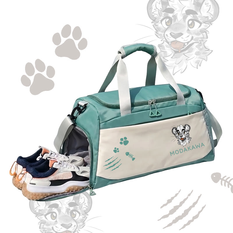 MODAKAWA X atka Cheeky Tiger Face Graphic Large Capacity Sports Gym Duffel Bag - Green - 55*28*26 cm - image 4