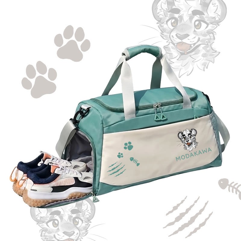 MODAKAWA X atka Cheeky Tiger Face Graphic Large Capacity Sports Gym Duffel Bag - Green - 55*28*26 cm - image 4