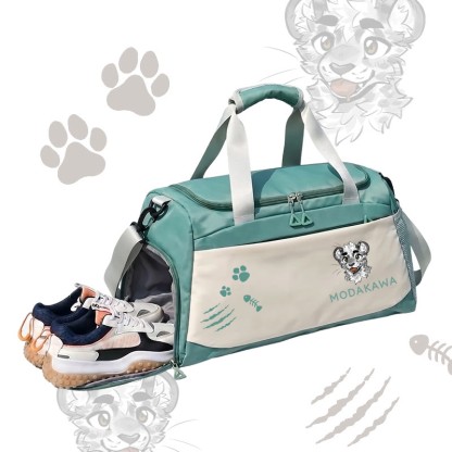 MODAKAWA X atka Cheeky Tiger Face Graphic Large Capacity Sports Gym Duffel Bag - Green - 55*28*26 cm - image 4