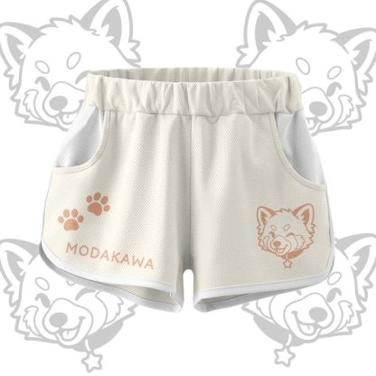 Wink Puppy Graphic Crop Tank Sport Top Shorts Bikini Modakawa Matching Outfit - Beige Shorts - 5XL - image 10
