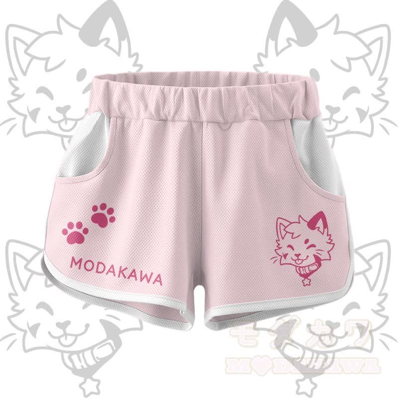 Kitty Graphic Crop Tank Sport Top Shorts Bikini Modakawa Matching Outfit - Pink Shorts - 5XL - image 11