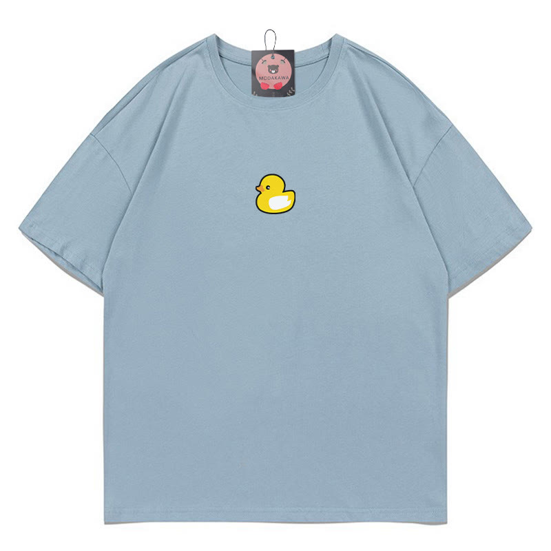Duck Print 100% Cotton Modakawa T-shirt - Blue - 5XL - image 4