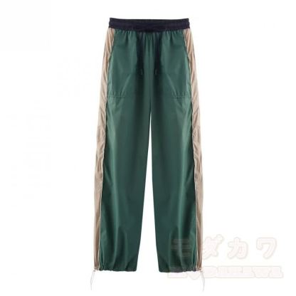 Casual Color Block Zip Up Jacket Drawstring Wide Leg Pants Two Pieces Set - Pants - L - image 9