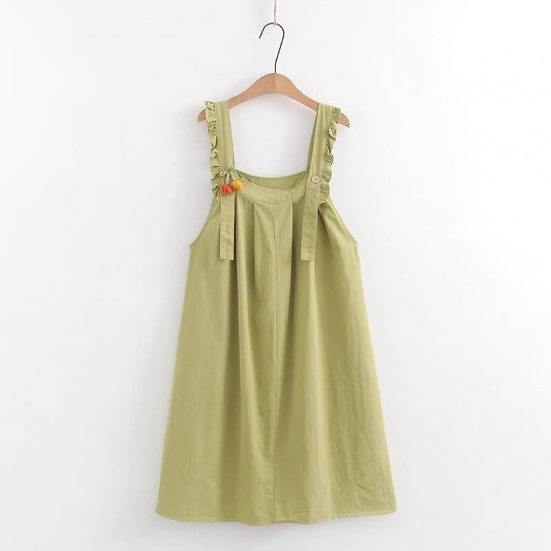 College Style Short Sleeve Shirt Strap Dress Two Pieces Set  - Green Dress - XL - image 16