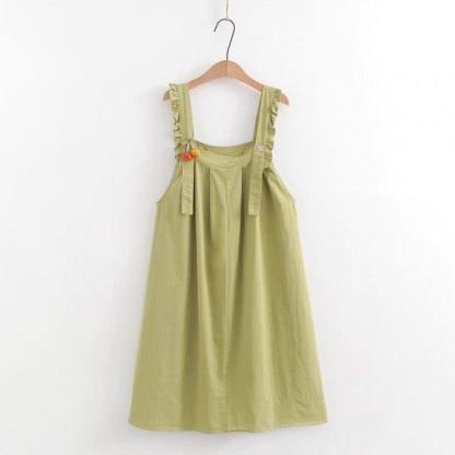College Style Short Sleeve Shirt Strap Dress Two Pieces Set  - Green Dress - XL - image 16