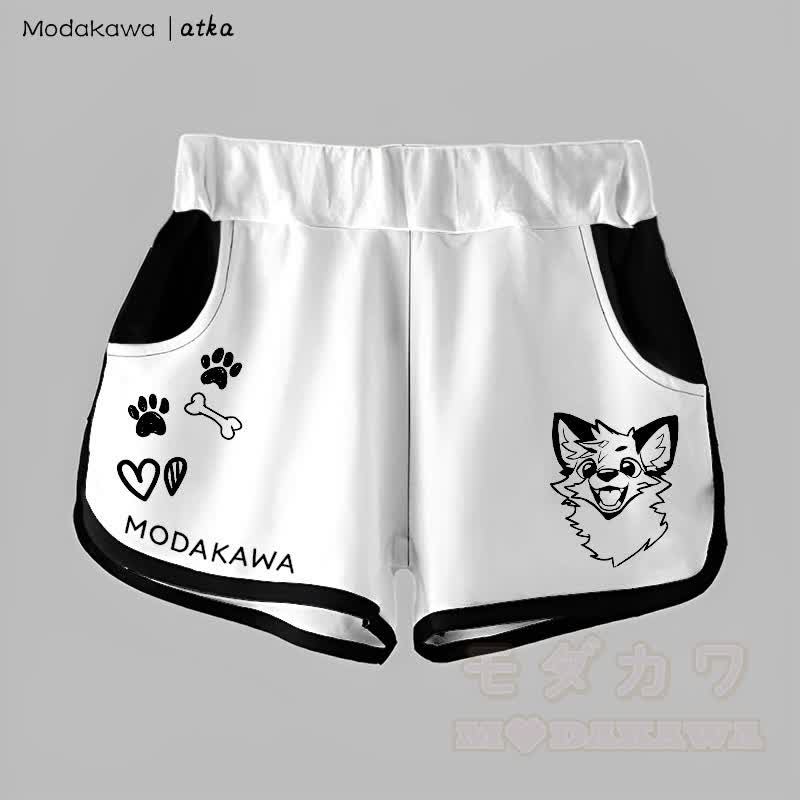 MODAKAWA X atka Gradient Cheerful Fox Graphic Shorts - White - 5XL - image 6