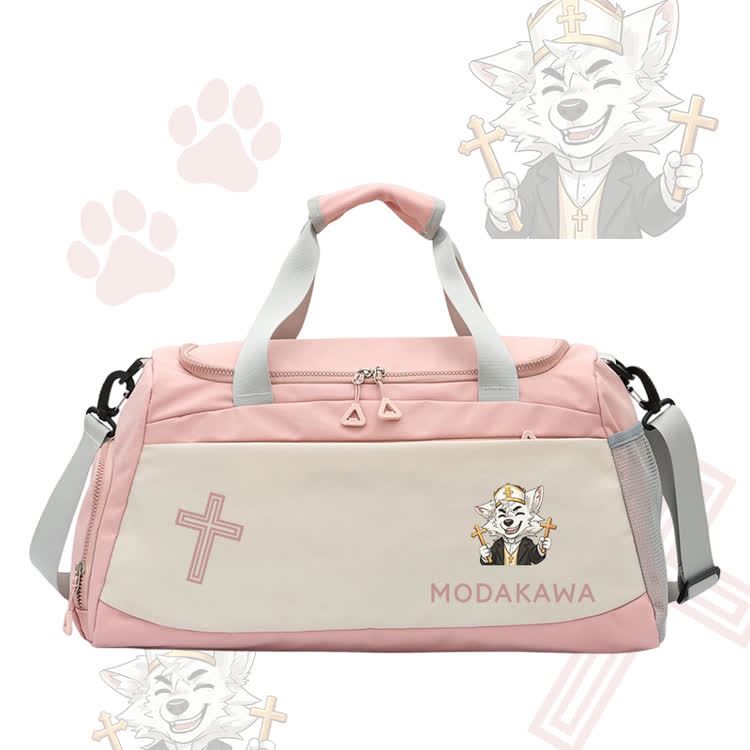 Happy Fox Cross Graphic Modakawa Large Capacity Sports Gym Duffel Bag - Pink - 55*28*26 cm - image 5