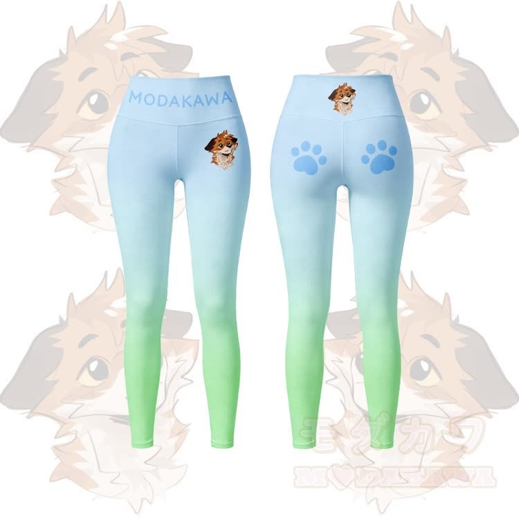 MODAKAWA X atka Fox Graphic Gradient Sports Bra Top Leggings Matching Outfit - Green Leggings - 5XL - image 9