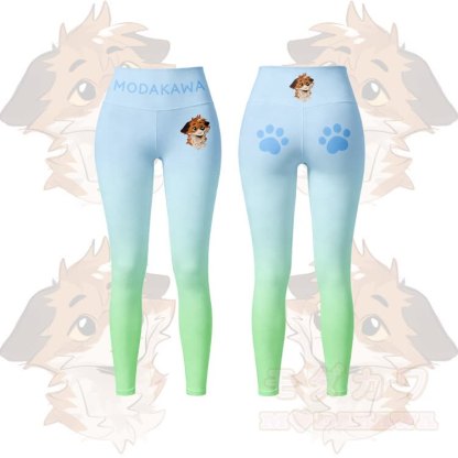 MODAKAWA X atka Fox Graphic Gradient Sports Bra Top Leggings Matching Outfit - Green Leggings - 5XL - image 9