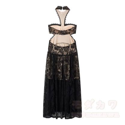 Elegant Lace Trim Halter Party Dress - image 4