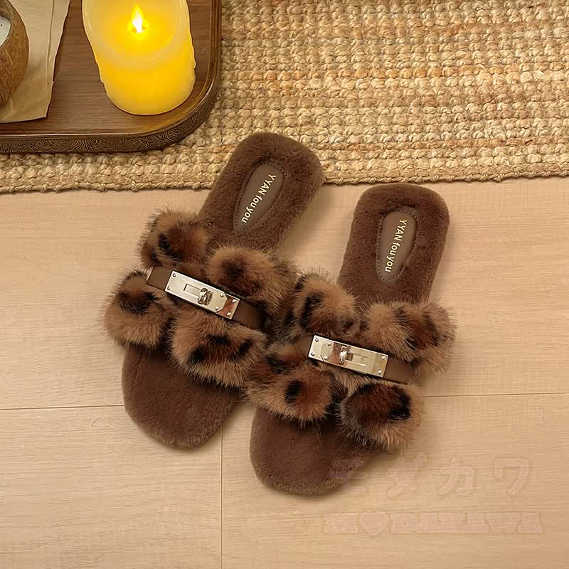 Soft Faux Fur Slip On Mules - Leopard Print - 40 - image 14