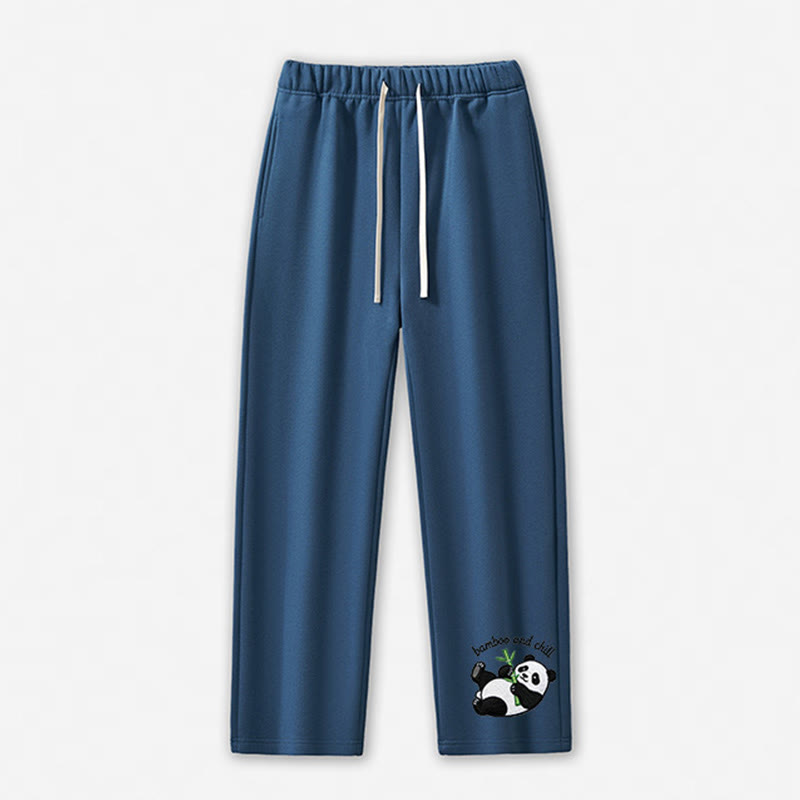 BAMBOO AND CHILL Panda Graphic Casual Pants - Dark Blue - 5XL - image 7