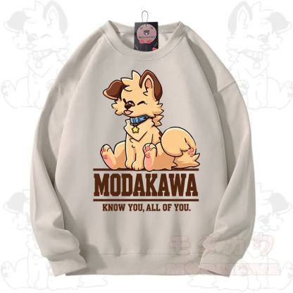 MODAKAWA X popipeko Charming Puppy Graphic Unisex Sweatshirt - Cream Gray - 3XL - image 5