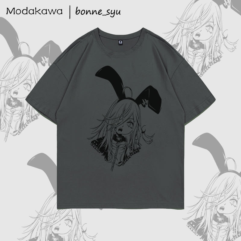 MODAKAWA X bonne_syu Gothic Bunny Girl Graphic T-shirt - Dark Grey - 5XL - image 2