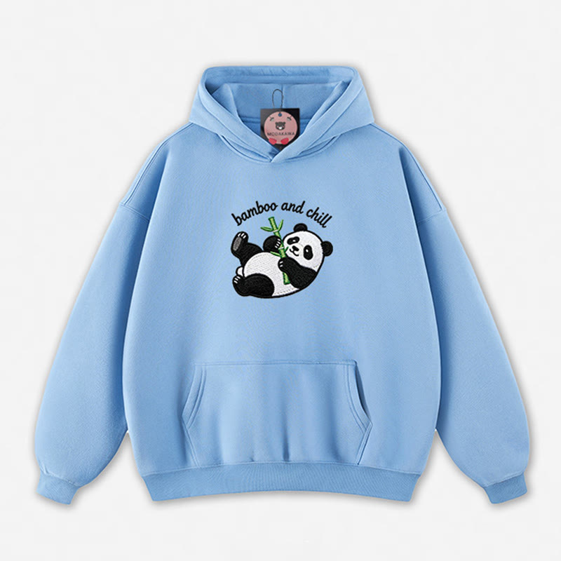 BAMBOO AND CHILL Panda Graphic Loose Hoodie - Blue - 5XL - image 4
