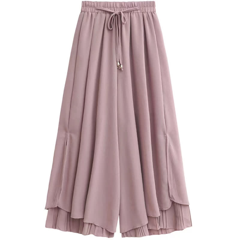 Chic Printed T-Shirt Chiffon Split Wide Leg Pants Two Pieces Set - image 4