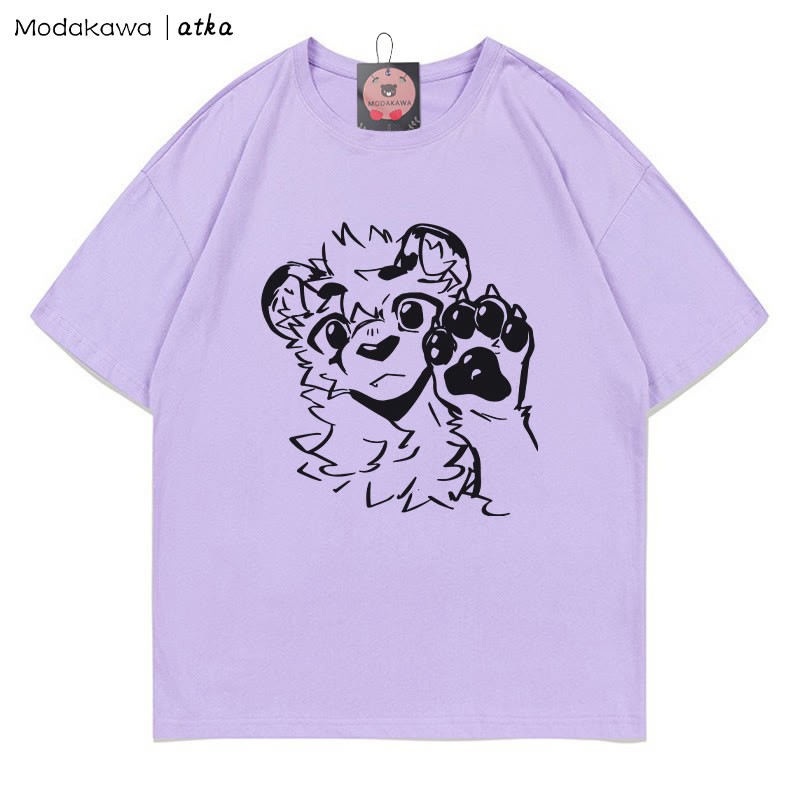 MODAKAWA X atka Tiger Paw Wave Graphic T-shirt - Purple - 5XL - image 5