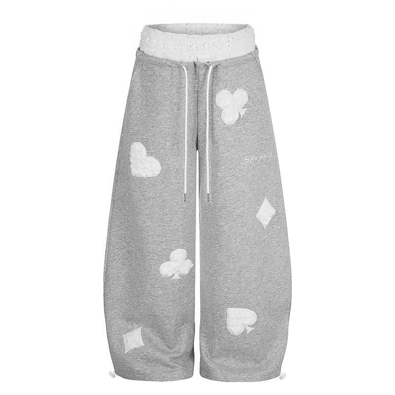  High Quality Durable Press Polka Dot Embroidery T-shirt  Wide Leg Pants Two Pieces Set - Grey Pants - XL - image 15
