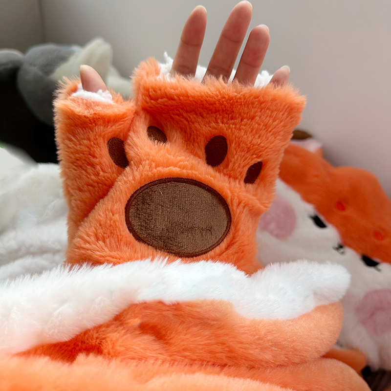 Cartoon Cute Fox Plush Wearable Hooded Blanket - image 10
