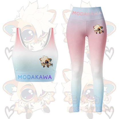 MODAKAWA X TiramisuRat Cute Rat Graphic Gradient Sports Bra Top Leggings Matching Outfit - Pink Set - 5XL - image 13