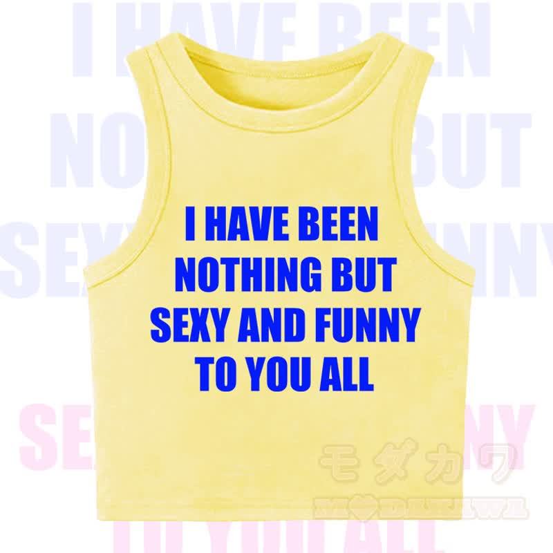 MODAKAWA Letter Print Casual Cropped Tank Top - Yellow - XL - image 5