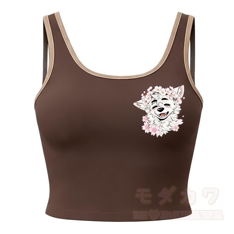 MODAKAWA X atka Wolf Print Cami Top Split Skort Two Pieces Set - Coffee Top - 2XL - image 13