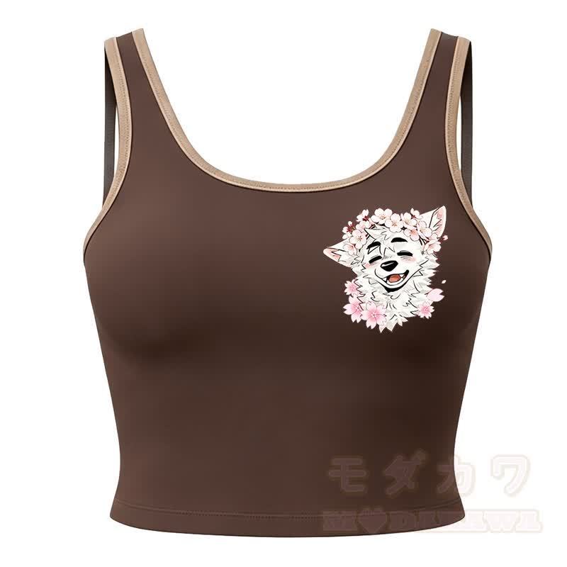 MODAKAWA X atka Wolf Print Cami Top Split Skort Two Pieces Set - Coffee Top - 2XL - image 13