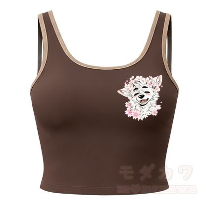MODAKAWA X atka Wolf Print Cami Top Split Skort Two Pieces Set - Coffee Top - 2XL - image 13