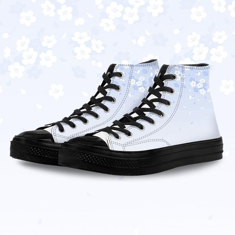 Cherry Blossom Graphic Modakawa Gradient High Top Canvas Shoes - Blue &  Black - 45 - image 6
