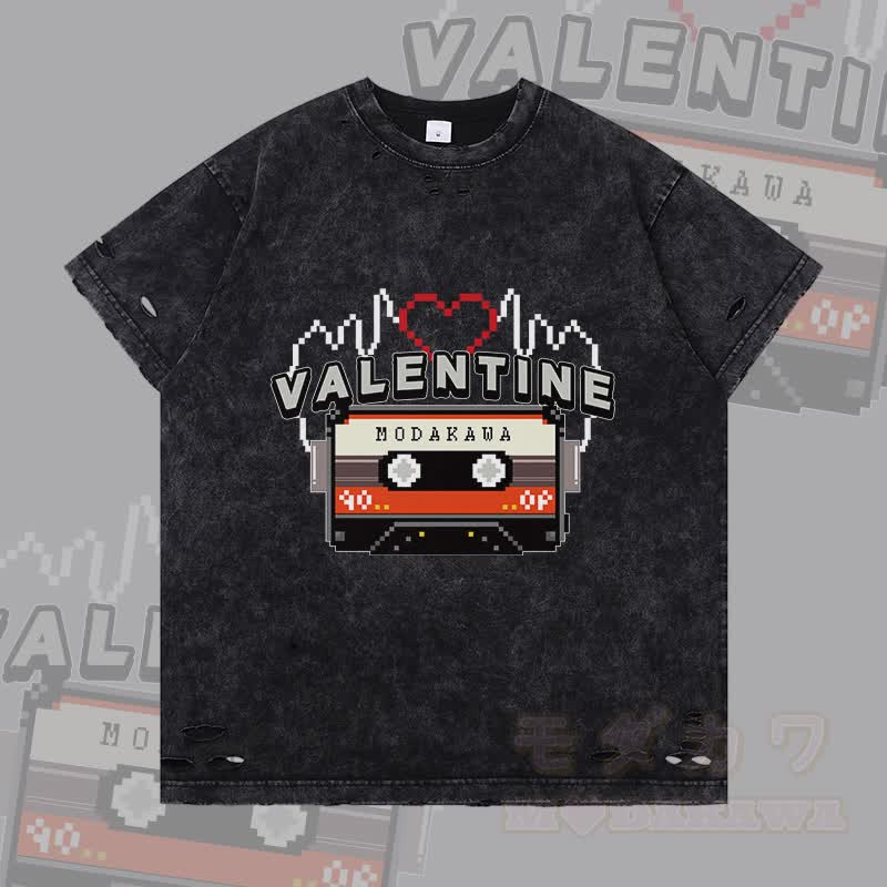 MODAKAWA VALENTINE Cassette Graphic Ripped T-shirt - Black - 2XL - image 3