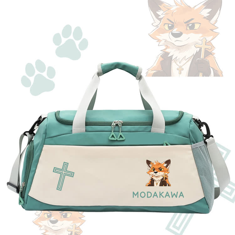 Smile Fox Cross Graphic Modakawa Large Capacity Sports Gym Duffel Bag - Green - 55*28*26 cm - image 6