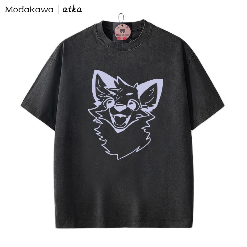 MODAKAWA X atka Fox Graphic Unisex Vintage Washed T-Shirt - Black - 2XL - image 6
